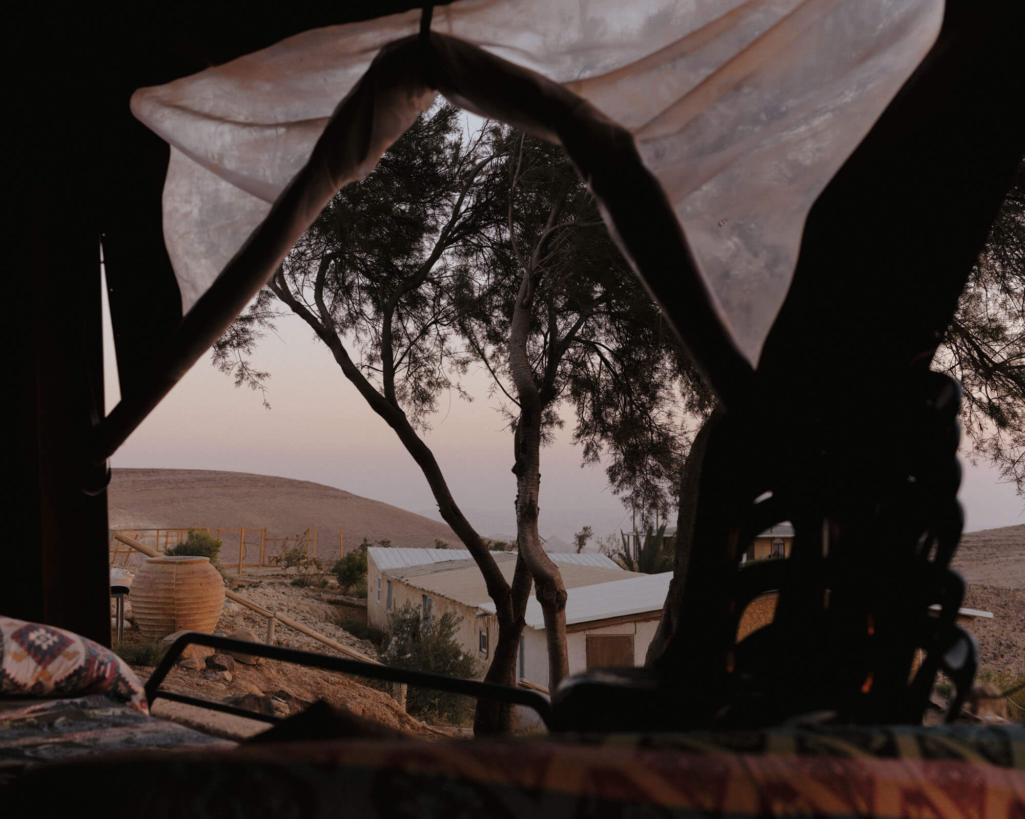 Sunrise on arrival in Arad, looking out to the South Judaean Desert and the Dead Sea