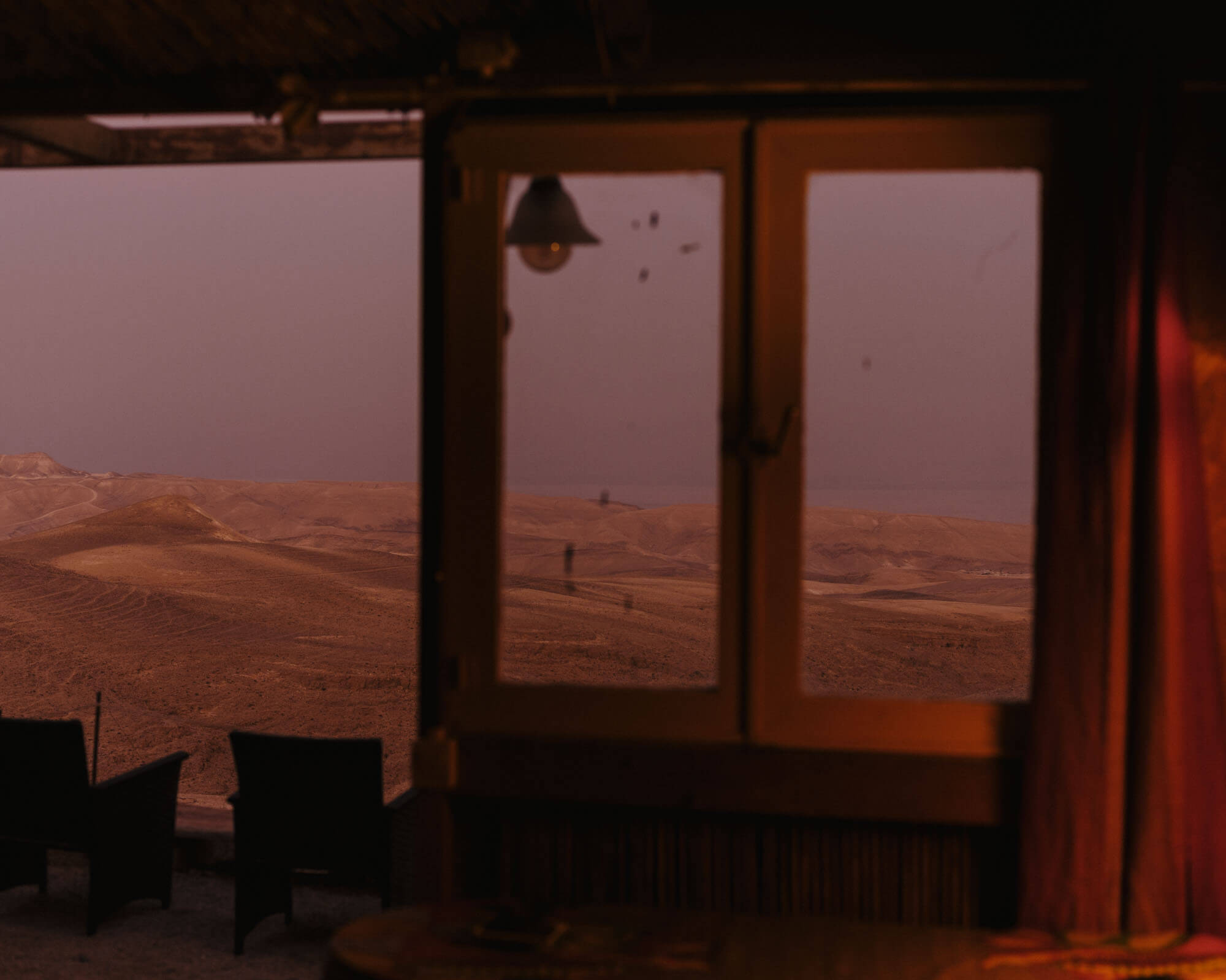 The view from my hotel window at sunset. The Judaean desert.